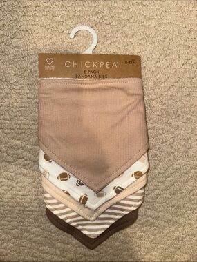 Chickpea Baby Bandana Bibs - 5 Pack (Blush, Brown, Cream)